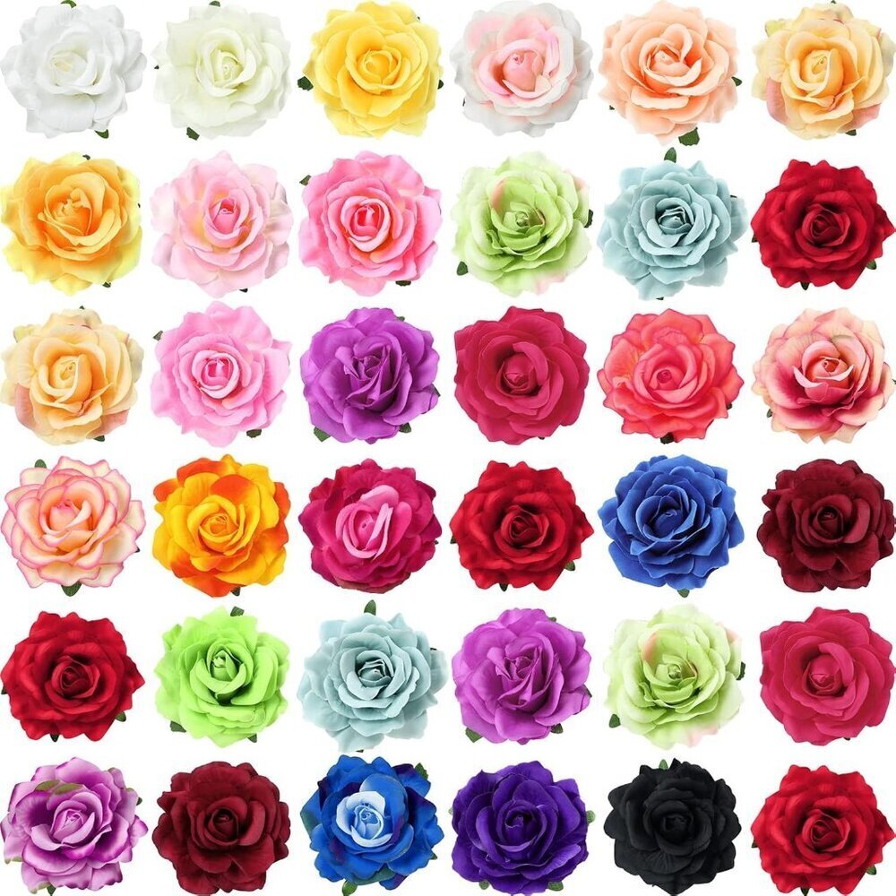 Flower Hair Clips Fabric 30 Pack Multicolor Bridal Wedding Party Accessories